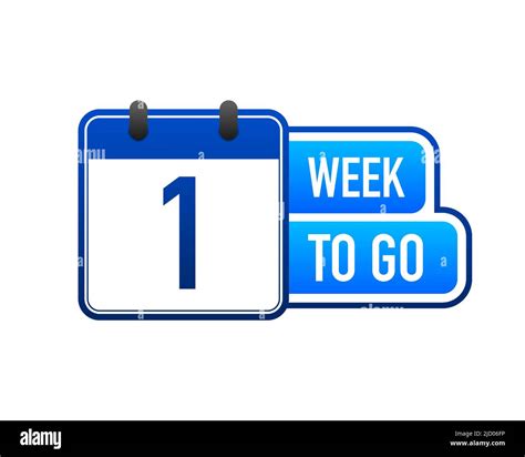 One Week To Go Timer Label Blue Emblem Banner Vector Illustration