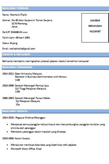 Resume bahasa malaysia percuma boleh edit ; Inilah Contoh Resume Terbaik Yang Boleh Dicontohi ...