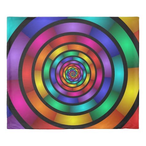 Round And Psychedelic Colorful Modern Fractal Art Duvet Cover Zazzle