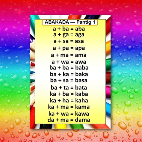 Abakada Educational Laminated Chart A Unang Hakbang Sa Pagbasaflash
