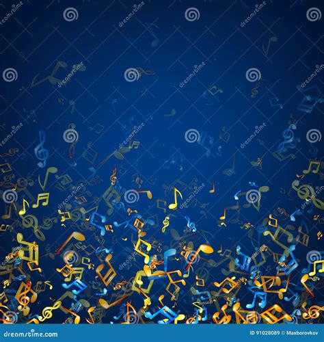 Blue Musical Background With Notes Stock Vector Illustration Of
