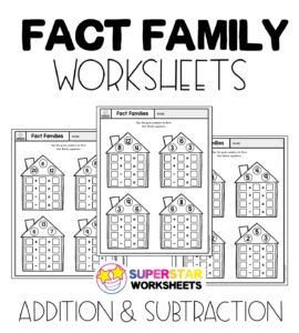 fact family worksheets superstar worksheets