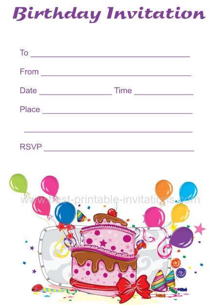 Blank Free Printable Birthday Invitations Printable Templates Free