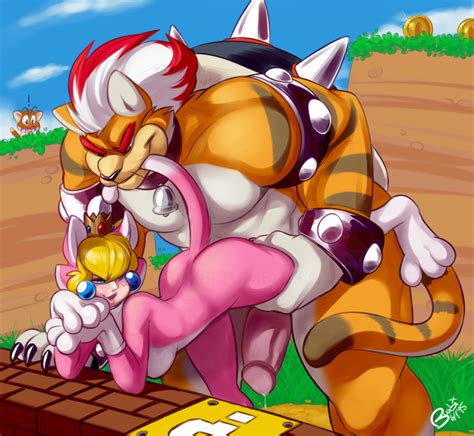 Rule 34 Anthro Being Watched Bell Bite Blonde Hair Blue Eyes Blush Bowser Buxbi Cat Peach