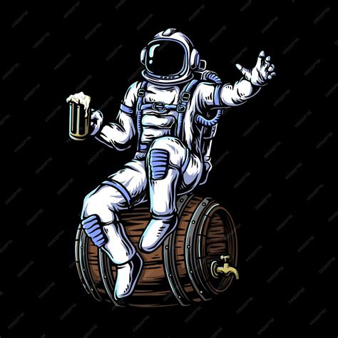 Premium Vector Astronaut With Beer Vector Illustration