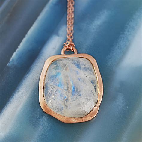 Rose Gold Moonstone Statement Pendant Necklace By Embers