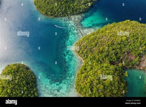 Aerial View Of Sugba Lagoon Beautiful Landscape With Blue Sea Lagoon