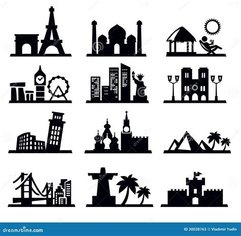 Travel And Landmarks Icons Stock Vector Illustration Of Travel 30038763