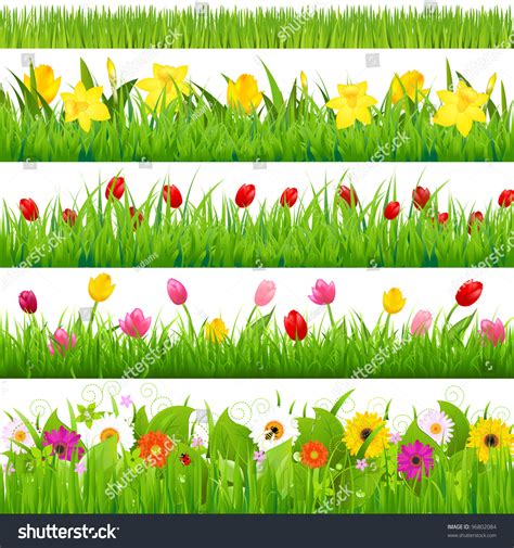 Flower Borders Set Vector Illustration 96802084 Shutterstock