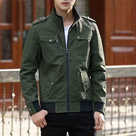 2019 Spring Military Cargo Jackets Men Casual Pure Cotton Solid Army