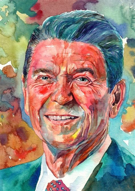 Ronald Reagan Portrait Original Watercolor Painting By Etsy