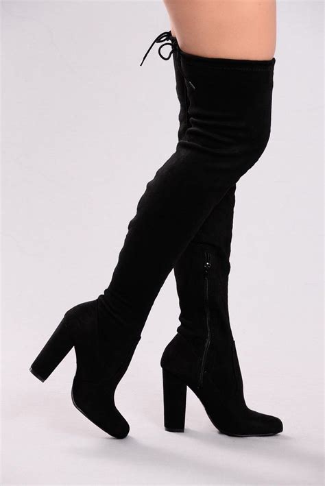 Pretty In Thigh High Boots Black High Knee Boots Outfit Black Heel