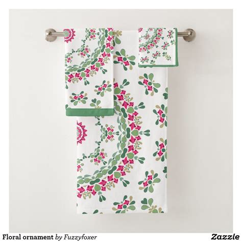 Floral Ornament Bath Towel Set Towel Set Custom Towel