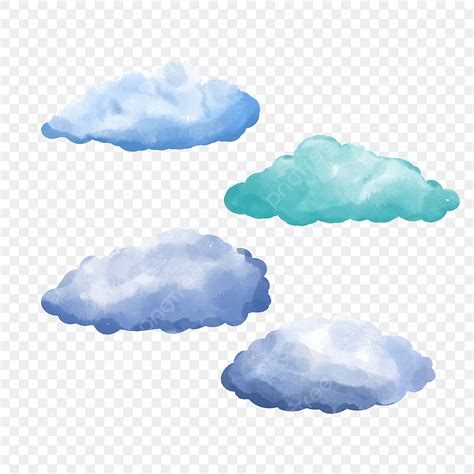 Gambar Cloud Watercolor Hijau Biru Biru Awan Cat Air Png Transparan