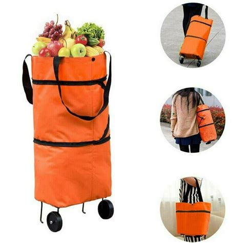 Foldable Shopping Bag On Wheels Reusable Eco Friendly Trolley Cart