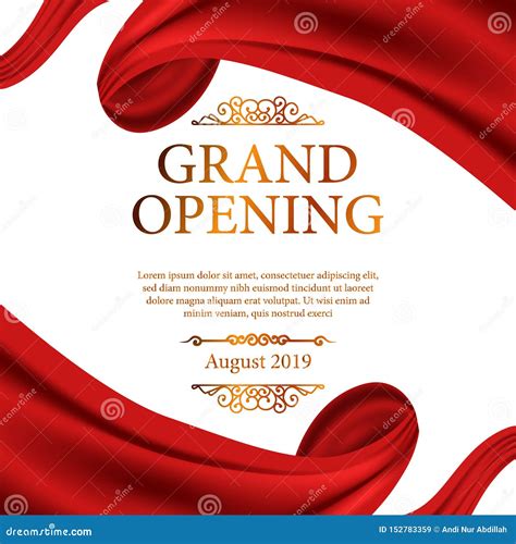 Grand Opening Ceremony Red Silk Ribbon Frame Poster Banner Stock
