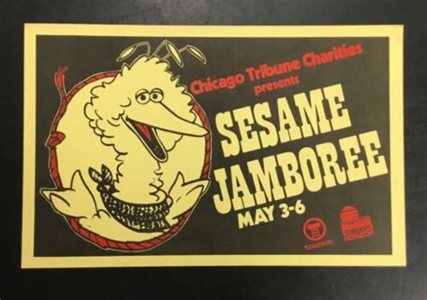 Original Sesame Street 1990s Newspaper Sign Poster Chicago Tribune