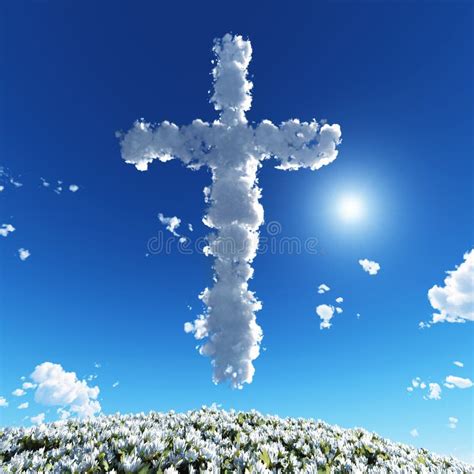 Cloudy Cross In Blue Sky Stock Illustration Illustration Of Symbol