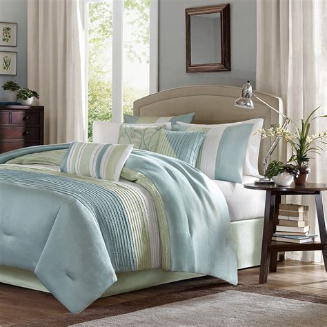 King Size Amherst 7 Piece Comforter Set Green Contemporary Madison Park