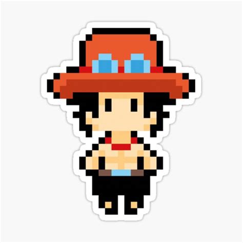 One Piece Portgas D Ace Pixel Art Sticker Von Kobmamba Redbubble