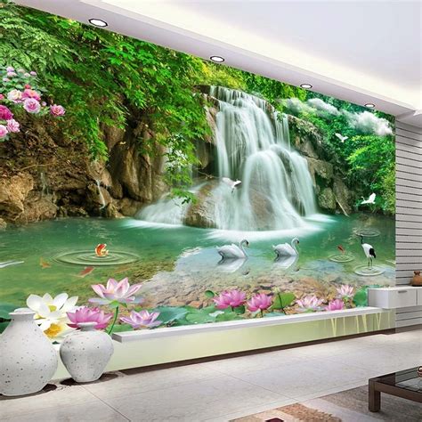 Custom 3d Photo Wallpaper Waterfall Landscape Mural Wall Painting Papel