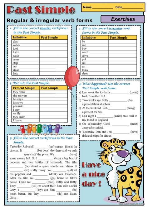 Simple Past Tense Worksheet Regular And Irregular Verbs Best Games Walkthrough