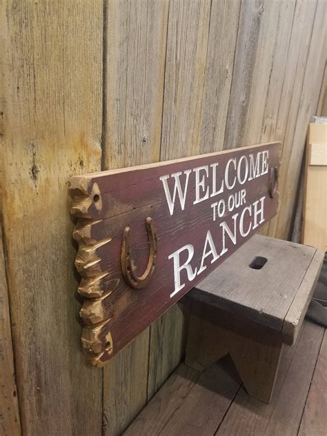 Welcome To Our Ranch Rustic Carved Wood Sign Western Décor Bunk House