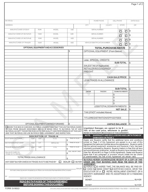 Ev1902ld Fillable Pdf Florida Marine Purchase Agreement 2 Motor Version