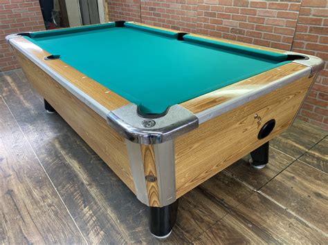 How to move a pool table a short distance how to disassemble a pool table how to reassemble a pool the bolts can be removed with a socket wrench or power drill and the staples can be removed with a staple remover or a flathead screwdriver. 7′ Valley Light Oak Used Coin Operated Pool Table | Used ...