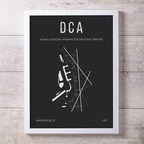 Dca Washington Dc Reagan National Airport Map Wall Art Etsy