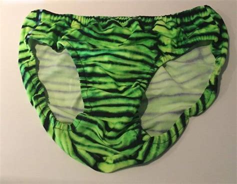 Lime Green Black Zebra Design Spandex Fabric Mens Bikini Brief