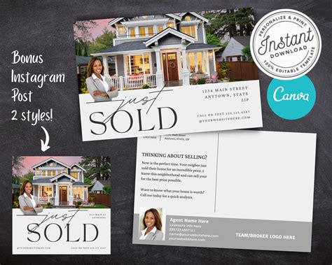 Just Sold Postcard For Real Estate Agents And Realtors Fully Etsy