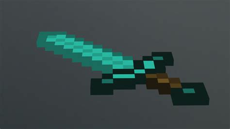 3d Model Minecraft Diamond Sword Cgtrader