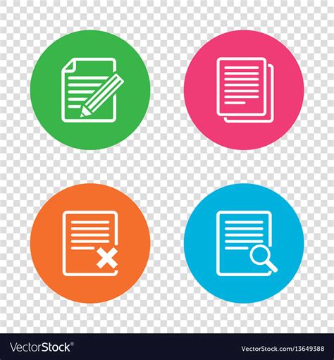 Document Icons Search Delete And Edit File Vector Image