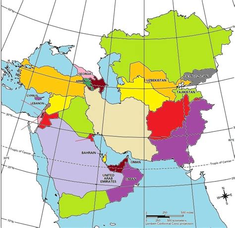 Full Detailed Blank Southwest Asia Political Map In P