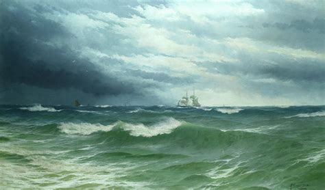 Seascape With Shipping On The Horizon Painting By David James
