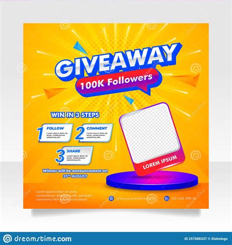 Giveaway Contest Social Media Post Banner Template Stock Vector