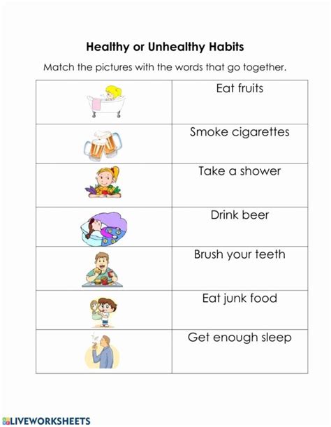 Good Habits Worksheets For Preschoolers Top Healthy And Unhealthy