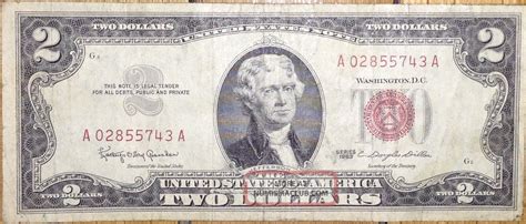 Rare Two Dollar Bill Red Seal From 1963 2 United States Note