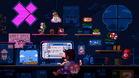 Looking for the best 4k animated wallpaper? it8bit: Chill Mario Gif by Pixel Jeff || IG trong 2020 | Hình gif, Hình nền