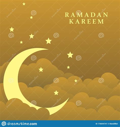 Ramadan Kareem Paper Cut With The Moon And Stars 3d Paper Vector
