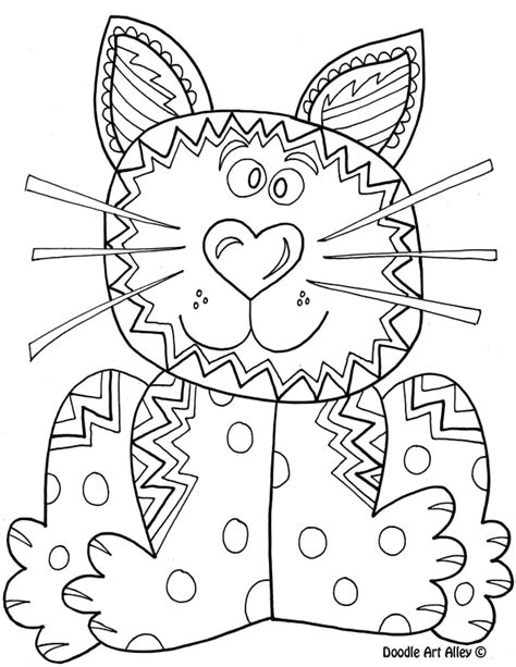 Cat Coloring Pages Doodle Art Alley