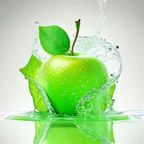 Premium Ai Image Water Splashing On Fresh Green Apple
