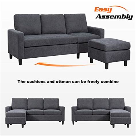 Walsunny Convertible Sectional Sofa Couch With Reversible Chaise L