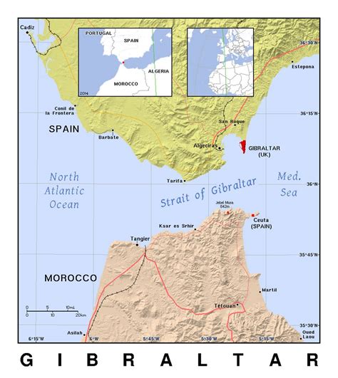 It is bordered by spain to the north; Mapa De Gibraltar