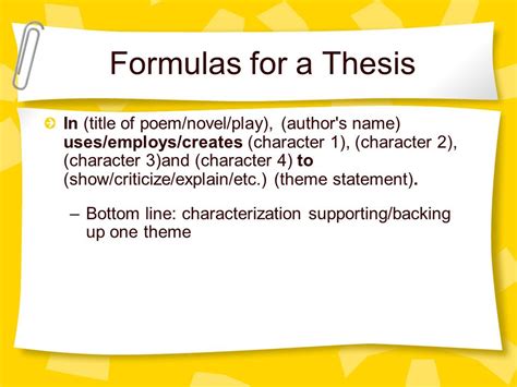 Literary Analysis Thesis Statement Formula Thesis Title Ideas For College