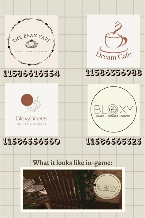 Roblox Bloxburg Cafe Coffee Shop Logo Sign Decals Cafe Decal Codes