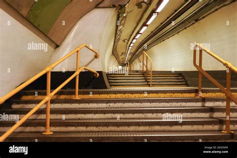 London United Kingdom February 01 2019 Stairs Leading Into Tunnel