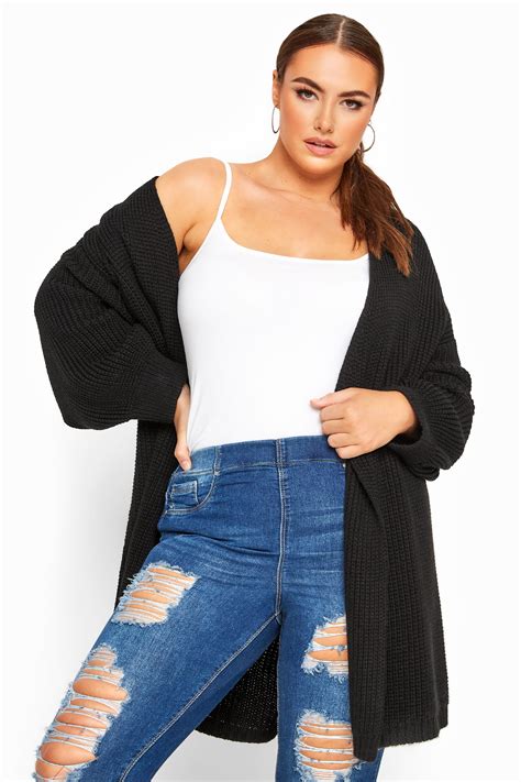 Black Oversized Balloon Sleeve Knitted Cardigan Yours Clothing