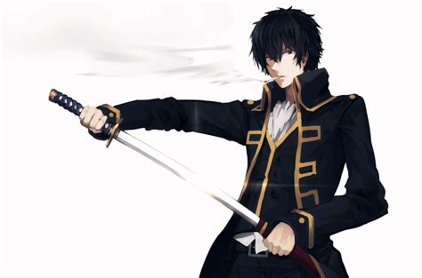 X Resolution Black Haired Male Holding Katana Anime Character Graphic Illustration Hd